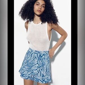 Zara - NWT size: XL Blue Zebra print skort